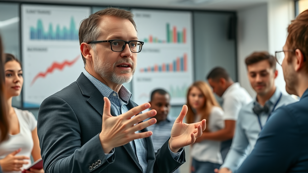 present your way to success in an insightful business presentation with engaging audience and confident presenter, effective presentation skills