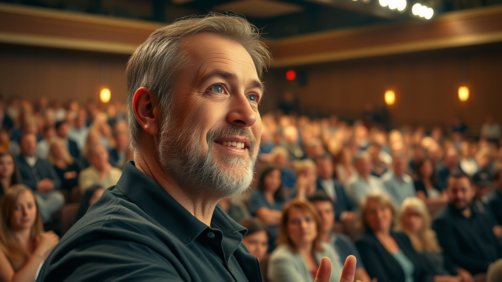 eye contact and facial expressions in effective presentation, charismatic speaker engaging audience, present your way to success