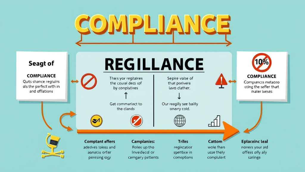 Compliance chart demonstrating regulatory changes, clear and concise, 2D Cartoon, with regulatory symbols and arrows, highly detailed, dynamic elements, crisp colors, shot with a 35mm lens.