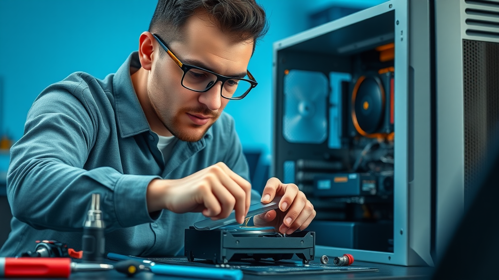 Technician replacing a hard drive during computer repair service in Lauderhill, hard drive, computer repair lauderhill, fl