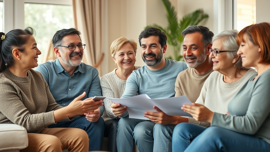 Everyday investors discussing Hilton dynasty strategies, generational insights, modern living room